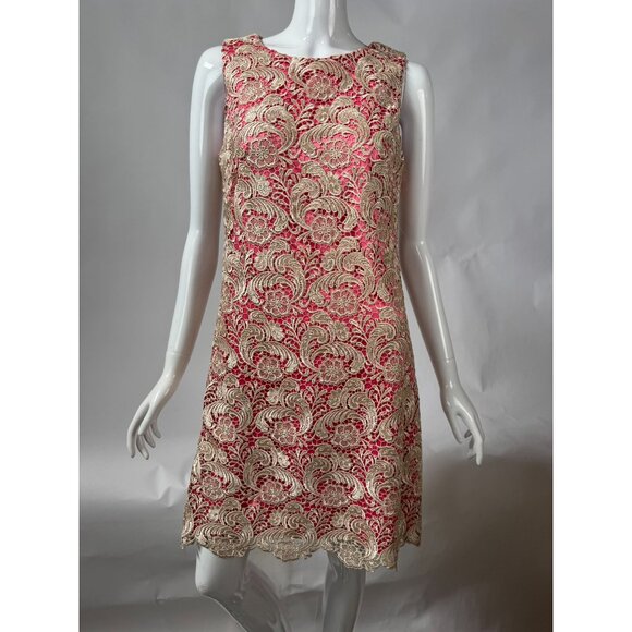 Eliza J Womens Sleeveless Lace Overlay Shift Dress Pink & Ivory Size 6 - Picture 15 of 16